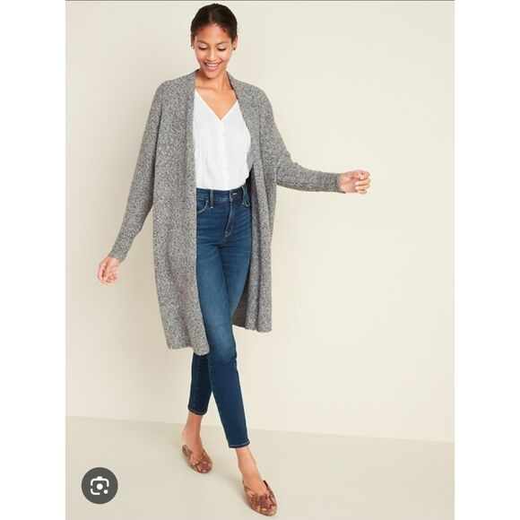Old Navy Gray Super Long Open Front Sweater Cardigan Size Small - Picture 1 of 8